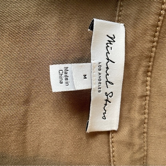 Michael Stars M Eleanor Tan Roll Tab Sleeve Twill A-line Shift Shirt Dress - Picture 4 of 4